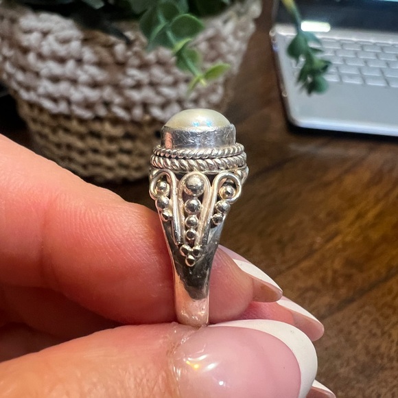 Pearl Sterling Silver Ring Size 6.5 - Picture 7 of 10